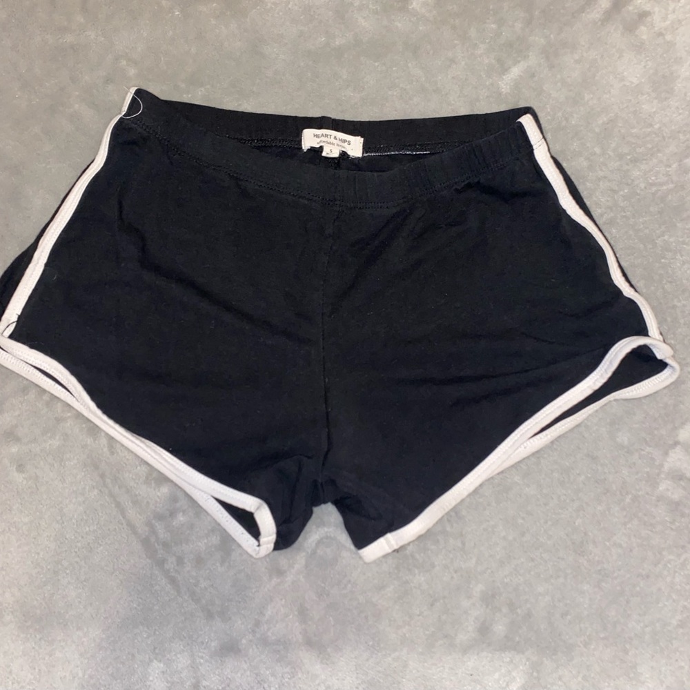 Heart and hips black shorts with strips on the side
